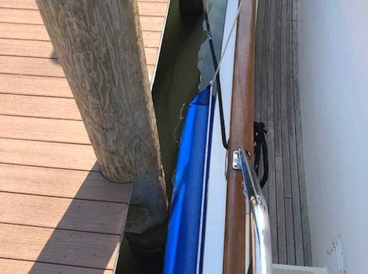 Boat equipped with 6-inch fenders in action